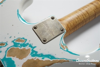 XSC-2 - Olympic White over Seafoam Green / Heavy Aged / Alder / 5A Grade Flame Maple Neck