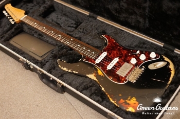 XSC-2 - Black over 3 Tone Burst / Heavy Aged / Alder / 5A Grade Flame Maple Neck