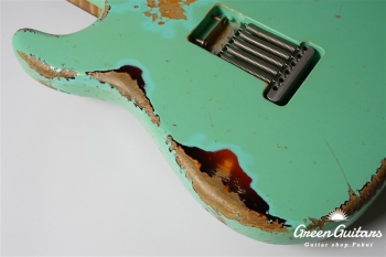 XSC-2 - Vintage Surf Green over 3 Tone Burst / Heavy Aged / Alder