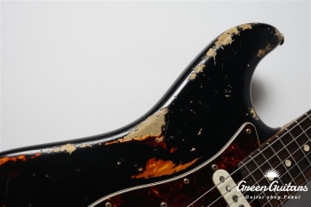 XSC-2 - Black over 3 Tone Burst / Heavy Aged / Alder / 5A Grade Flame Maple Neck