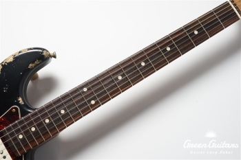 XSC-2 - Black over 3 Tone Burst / Heavy Aged / Alder / 5A Grade Flame Maple Neck