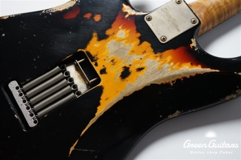 XSC-2 - Black over 3 Tone Burst / Heavy Aged / Alder / 5A Grade Flame Maple Neck