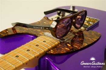 Model T. Glassy #177 Metallic Purple Sparkle Pickguard & Sunglasses - Shaped by stone-D eyewear (2000s Cellulose Acetate/Made in SABAE,FUKUI)