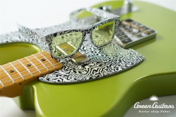 Model T. #179 Light Aged - Guacamole Mist Metallic Pickguard & Sunglasses - Shaped by stone-D eyewear (1990s Cellulose Acetate/Made in SABAE,FUKUI) 
