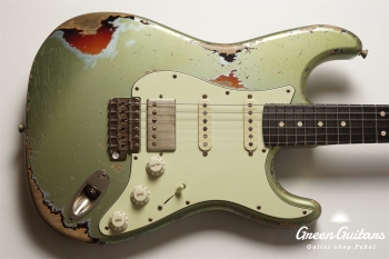 XSC-2 - Vintage Ice Blue Metalic over 3 Tone Burst / Heavy Aged / Master Grade Flame Maple Neck