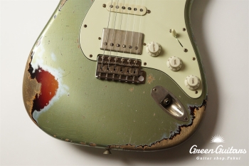 XSC-2 - Vintage Ice Blue Metalic over 3 Tone Burst / Heavy Aged / Master Grade Flame Maple Neck