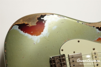 XSC-2 - Vintage Ice Blue Metalic over 3 Tone Burst / Heavy Aged / Master Grade Flame Maple Neck