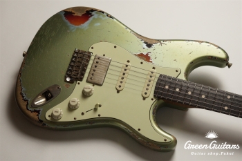 XSC-2 - Vintage Ice Blue Metalic over 3 Tone Burst / Heavy Aged / Master Grade Flame Maple Neck