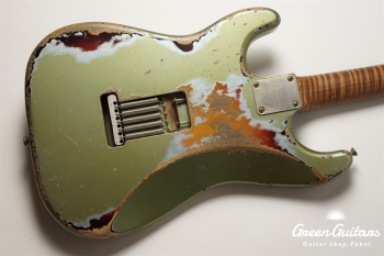 XSC-2 - Vintage Ice Blue Metalic over 3 Tone Burst / Heavy Aged / Master Grade Flame Maple Neck