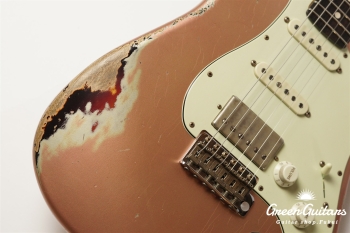 XSC-2 - Shoreline Gold over 3 Tone Burst / Heavy Aged / Master Grade Flame Maple Neck (Gloss Lacquer)