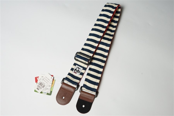 Guitar Strap Sweat Nylon - Navy Border / Tomato