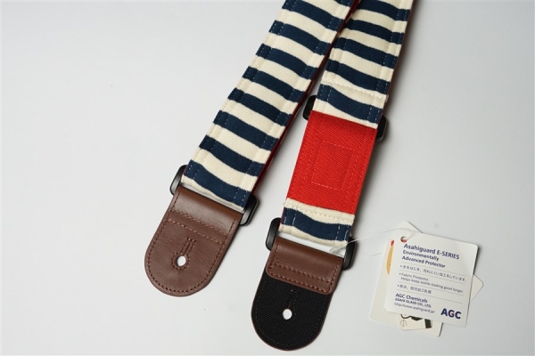 Guitar Strap Sweat Nylon - Navy Border / Tomato