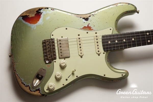 XSC-2 - Vintage Ice Blue Metalic over 3 Tone Burst / Heavy Aged / Master Grade Flame Maple Neck