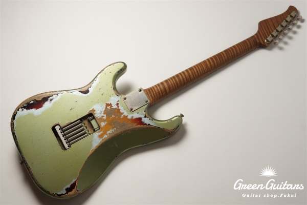 XSC-2 - Vintage Ice Blue Metalic over 3 Tone Burst / Heavy Aged / Master Grade Flame Maple Neck