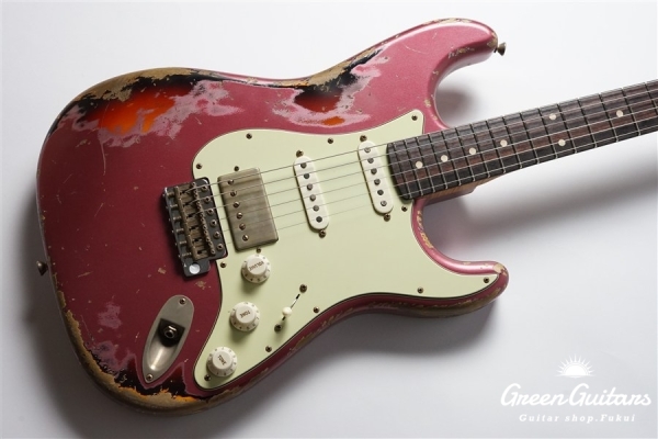 XSC-2 - Burgundy Mist over 3 Tone Burst / Heavy Aged / Alder / 5A Grade Flame Maple Neck