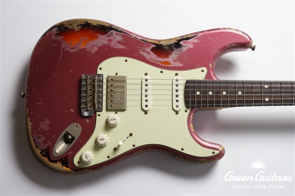XSC-2 - Burgundy Mist over 3 Tone Burst / Heavy Aged / Alder / 5A Grade Flame Maple Neck