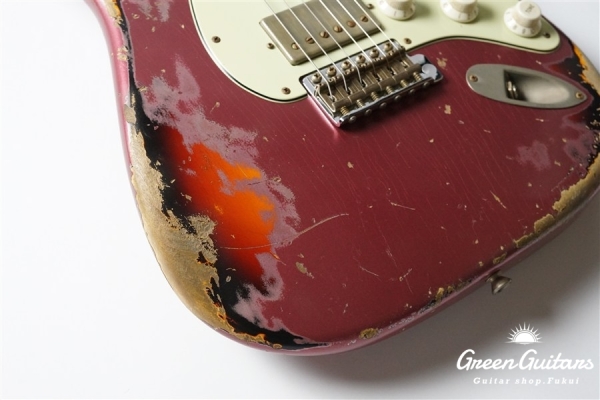 XSC-2 - Burgundy Mist over 3 Tone Burst / Heavy Aged / Alder / 5A Grade Flame Maple Neck