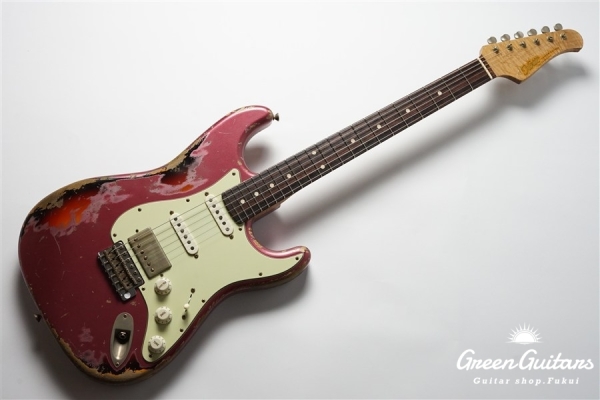 XSC-2 - Burgundy Mist over 3 Tone Burst / Heavy Aged / Alder / 5A Grade Flame Maple Neck