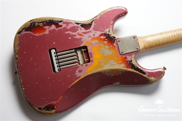XSC-2 - Burgundy Mist over 3 Tone Burst / Heavy Aged / Alder / 5A Grade Flame Maple Neck