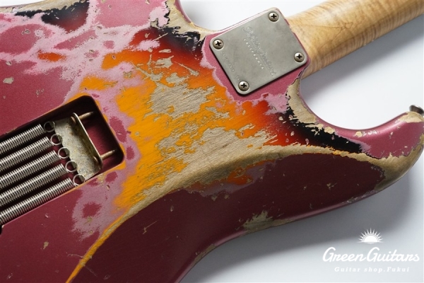 XSC-2 - Burgundy Mist over 3 Tone Burst / Heavy Aged / Alder / 5A Grade Flame Maple Neck