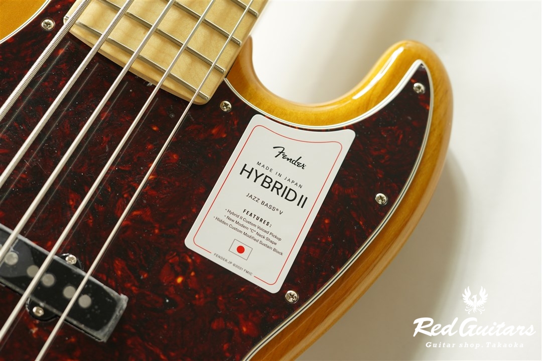 Fender MADE IN JAPAN HYBRID II JAZZ BASS V - Vintage Natural | Red 