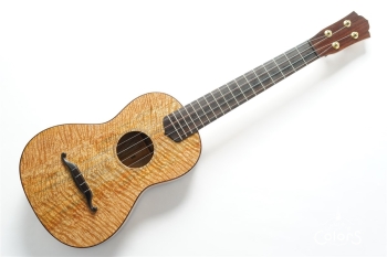 ukulele tenor 14f std. w Curly Hawaiian Mango Top / Birds Eye Maple Side & Back
