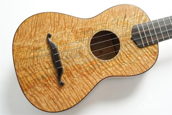 ukulele tenor 14f std. w Curly Hawaiian Mango Top / Birds Eye Maple Side & Back