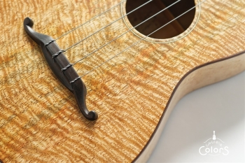 ukulele tenor 14f std. w Curly Hawaiian Mango Top / Birds Eye Maple Side & Back