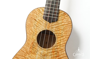 ukulele tenor 14f std. w Curly Hawaiian Mango Top / Birds Eye Maple Side & Back