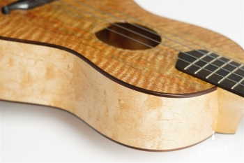 ukulele tenor 14f std. w Curly Hawaiian Mango Top / Birds Eye Maple Side & Back