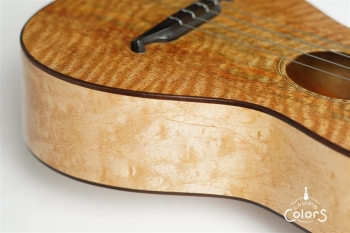 ukulele tenor 14f std. w Curly Hawaiian Mango Top / Birds Eye Maple Side & Back