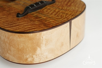 ukulele tenor 14f std. w Curly Hawaiian Mango Top / Birds Eye Maple Side & Back