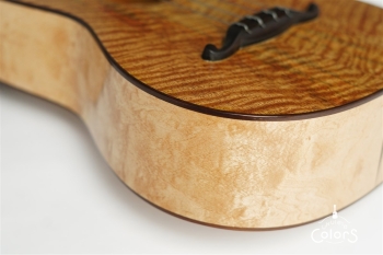 ukulele tenor 14f std. w Curly Hawaiian Mango Top / Birds Eye Maple Side & Back