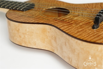 ukulele tenor 14f std. w Curly Hawaiian Mango Top / Birds Eye Maple Side & Back