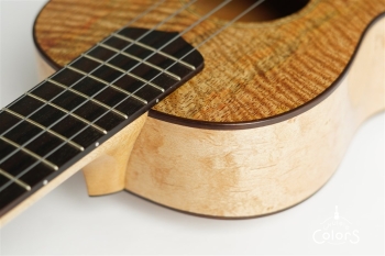 ukulele tenor 14f std. w Curly Hawaiian Mango Top / Birds Eye Maple Side & Back