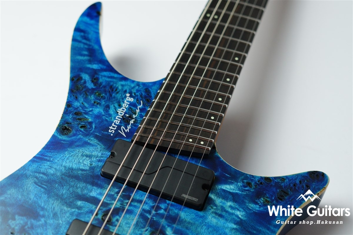 strandberg Boden J7 Tremolo Custom Poplar Burl/Swamp Ash – Blue 