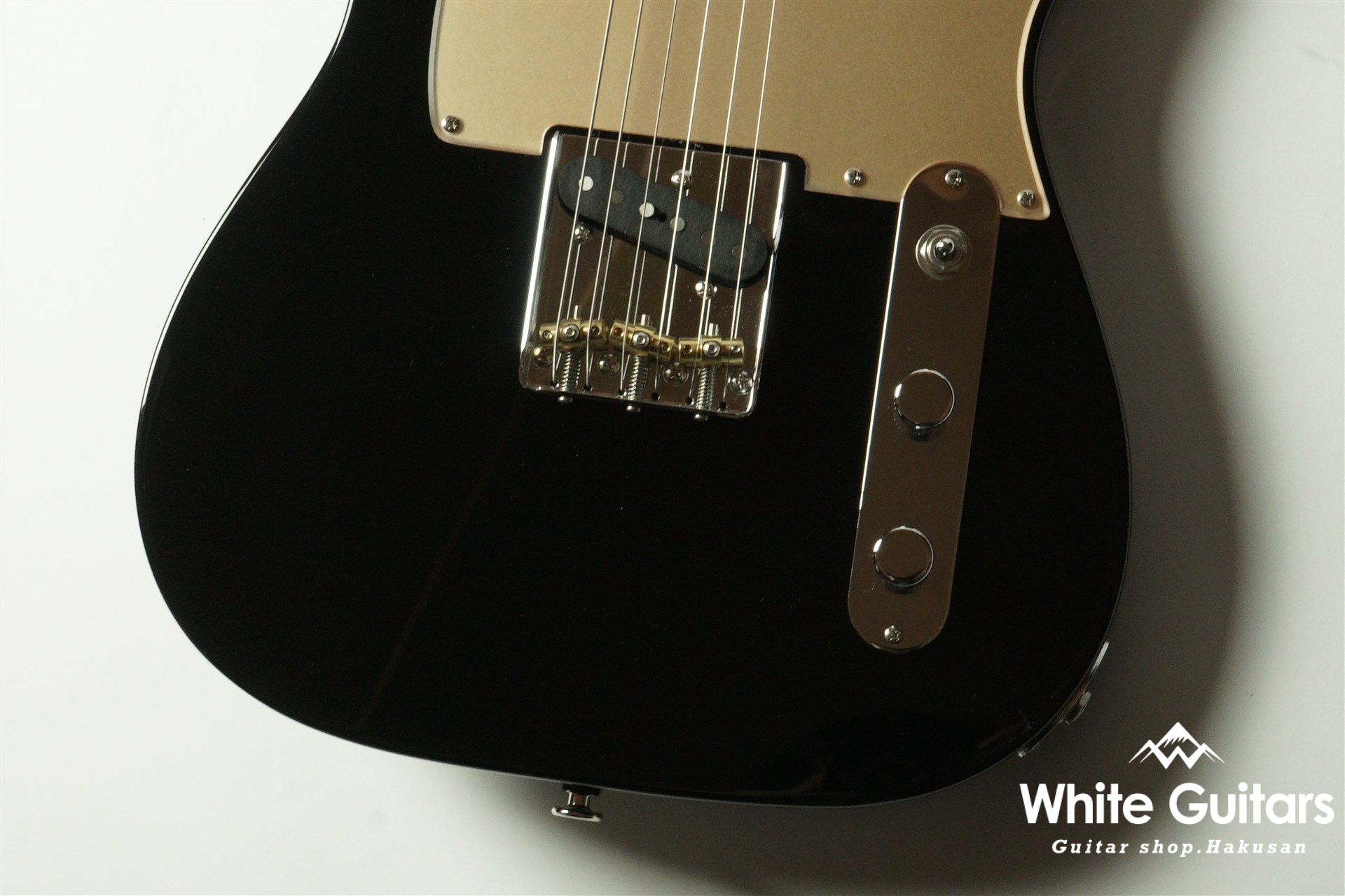 MOMOSE MT1-STD/R - Black / Gold Acryl Pick Guard | White Guitars