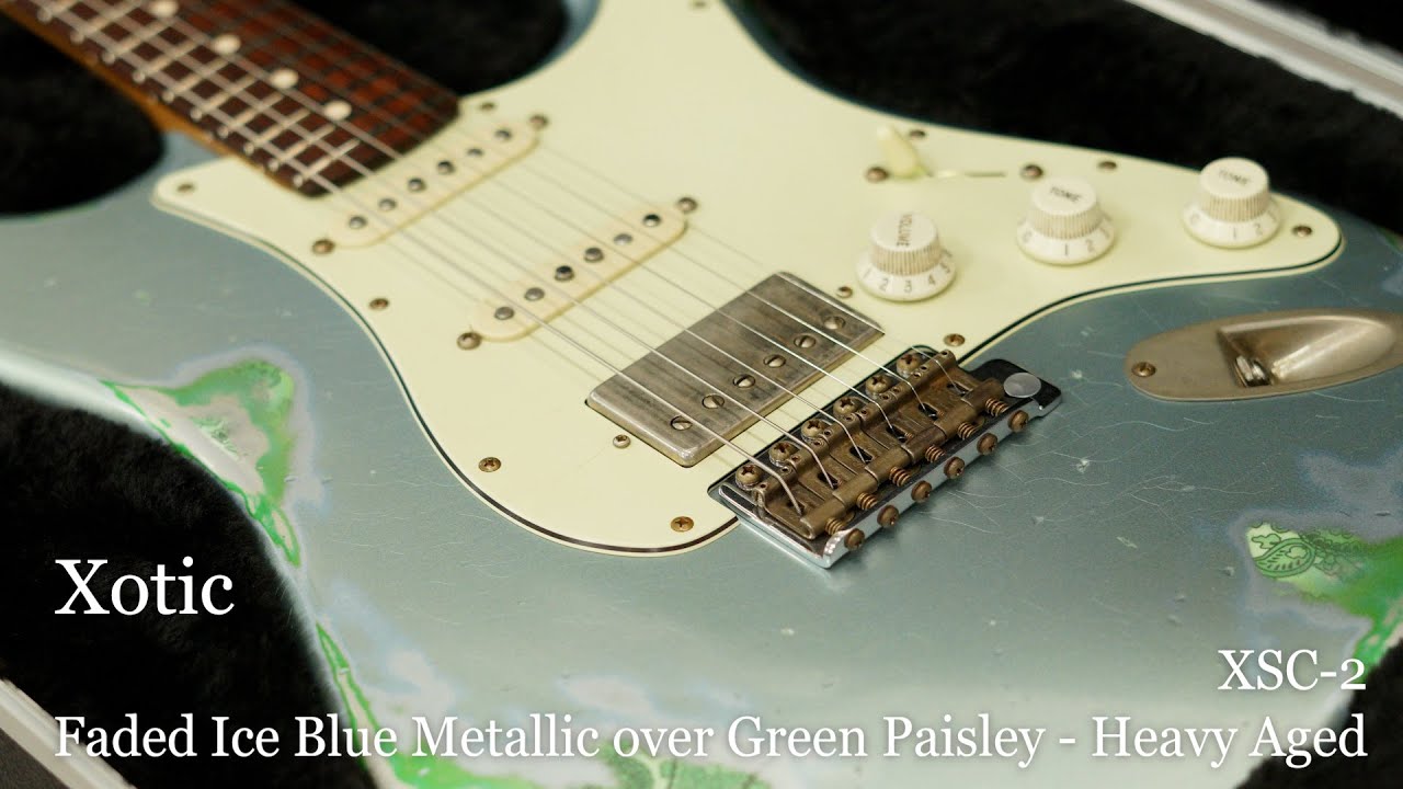 XSC-2 - Faded Ice Blue Metallic over Green Paisley - Heavy Aged