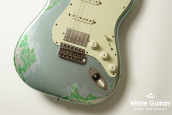 XSC-2 - Faded Ice Blue Metallic over Green Paisley - Heavy Aged