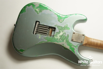 XSC-2 - Faded Ice Blue Metallic over Green Paisley - Heavy Aged
