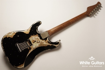 XSC-4 Black over Shoreline Gold - Heavy Aged / 5A Grade Flame Maple Neck