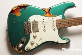 XSC-2 - Sherwood Green over 3 Tone Burst Heavy Aged / Ash / Roasted Flame Maple Master Grade