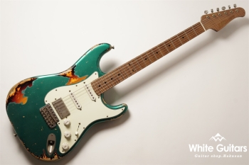 XSC-2 - Sherwood Green over 3 Tone Burst Heavy Aged / Ash / Roasted Flame Maple Master Grade