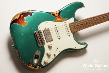 XSC-2 - Sherwood Green over 3 Tone Burst Heavy Aged / Ash / Roasted Flame Maple Master Grade