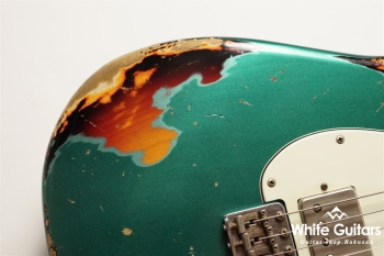 XSC-2 - Sherwood Green over 3 Tone Burst Heavy Aged / Ash / Roasted Flame Maple Master Grade