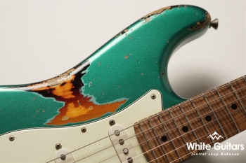 XSC-2 - Sherwood Green over 3 Tone Burst Heavy Aged / Ash / Roasted Flame Maple Master Grade