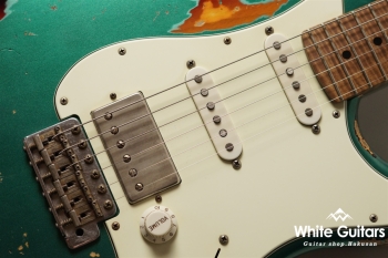 XSC-2 - Sherwood Green over 3 Tone Burst Heavy Aged / Ash / Roasted Flame Maple Master Grade