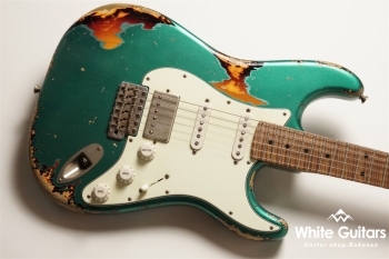 XSC-2 - Sherwood Green over 3 Tone Burst Heavy Aged / Ash / Roasted Flame Maple Master Grade