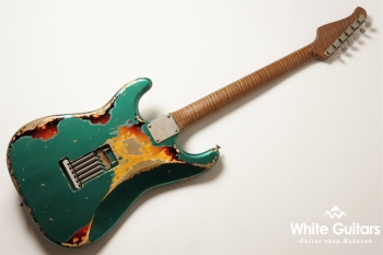 XSC-2 - Sherwood Green over 3 Tone Burst Heavy Aged / Ash / Roasted Flame Maple Master Grade