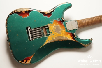 XSC-2 - Sherwood Green over 3 Tone Burst Heavy Aged / Ash / Roasted Flame Maple Master Grade